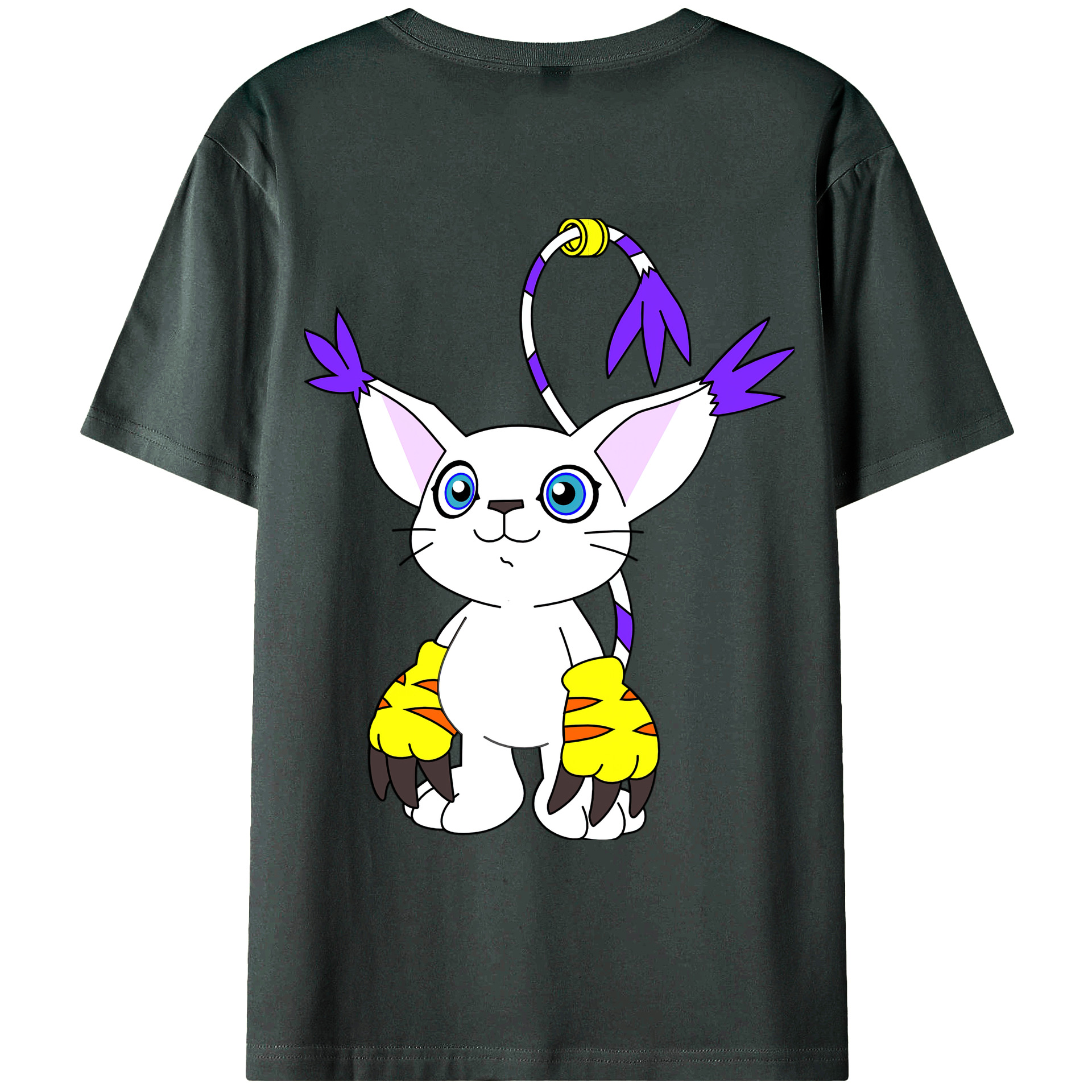 （画像用） Digimon デジタルモンスター/デジモン 綿100％ メンズ半袖Tシャツ（バックプリント） 通気性